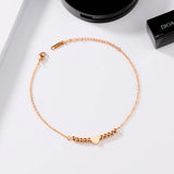 Lovely Beads Love Heart Women Anklet Titanium Steel Rose Chain Anklets