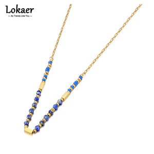 Natural Stone Choker Necklace 18K PVD Plated Stainless Steel Jewelry
