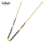 Natural Stone Choker Necklace 18K PVD Plated Stainless Steel Jewelry