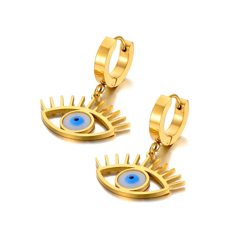 Neo-Gothic Titanium Earrings 18K Plated Glazed Hoop For Women