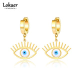 Neo-Gothic Titanium Earrings 18K Plated Glazed Hoop For Women