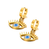 Neo-Gothic Titanium Earrings 18K Plated Glazed Hoop For Women