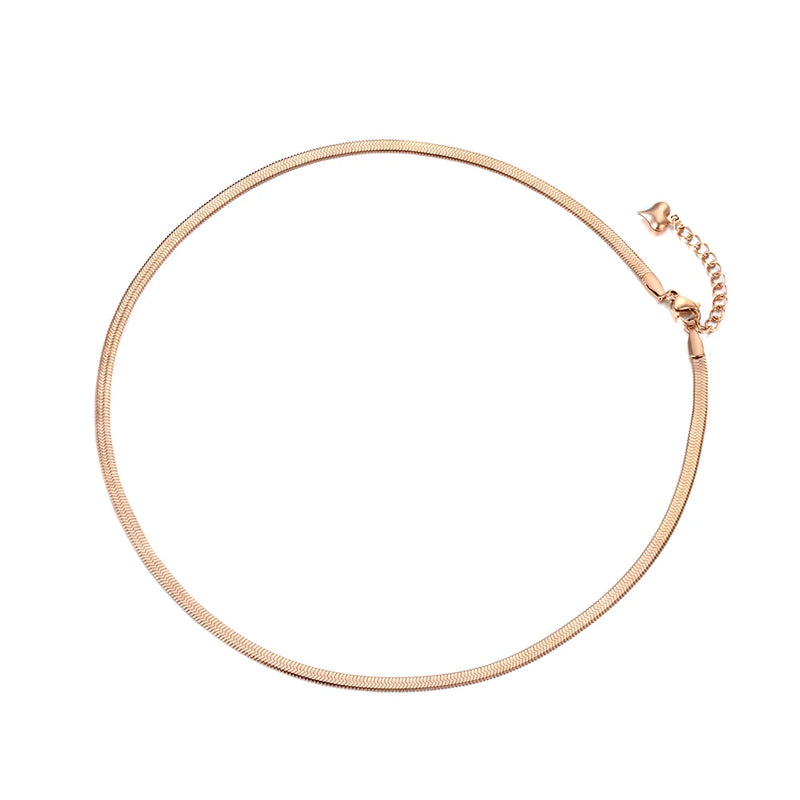 Thin Stainless Steel Snake Chain Necklace Rose Chirstmas Gift