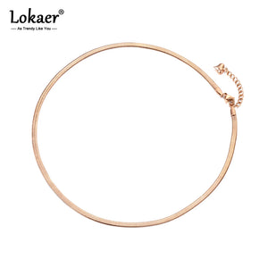 Thin Stainless Steel Snake Chain Necklace Rose Chirstmas Gift