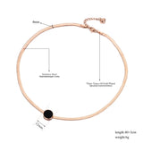 Stainless Steel Snake Chain Thin Necklace with Obsidian Disc