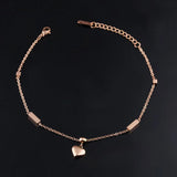 Heart & Cube Charm Anklets Rose Stainless Steel Foot Bracelet