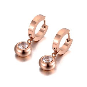 Titanium Steel Round CZ Crystal Hoop Earrings for Women