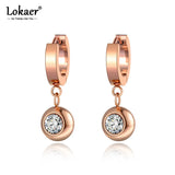 Titanium Steel Round CZ Crystal Hoop Earrings for Women