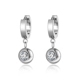 Titanium Steel Round CZ Crystal Hoop Earrings for Women