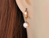 Titanium Steel Round CZ Crystal Hoop Earrings for Women