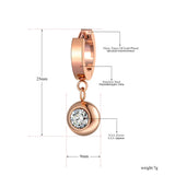 Titanium Steel Round CZ Crystal Hoop Earrings for Women