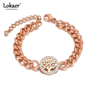CZ Crystal Tree Charm Bracelet Titanium Bohemia Beach Jewelry