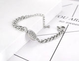 CZ Crystal Tree Charm Bracelet Titanium Bohemia Beach Jewelry
