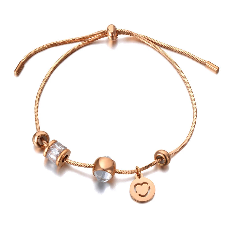 Stainless Steel CZ Adjustable Bracelet Boho Chain Link B21072