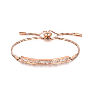 CZ Crystal Elbow Bracelet Stainless Steel Chain B19099