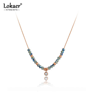 Titanium Steel Crystal Pendant Choker Necklace for Women