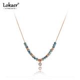 Titanium Steel Crystal Pendant Choker Necklace for Women