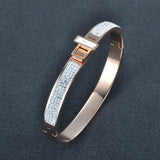 Rose Stainless Steel CZ Wedding Bangle B17051