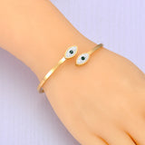 Rhinestone Eye Stainless Steel Bangle Bracelet