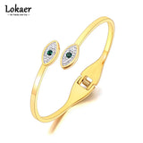 Rhinestone Eye Stainless Steel Bangle Bracelet