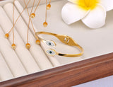 Rhinestone Eye Stainless Steel Bangle Bracelet