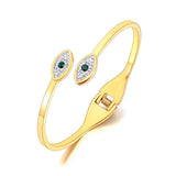 Rhinestone Eye Stainless Steel Bangle Bracelet