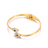 Rhinestone Eye Stainless Steel Bangle Bracelet