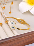 Rhinestone Eye Stainless Steel Bangle Bracelet