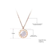Roman Numeral Shell Pendant Necklace Stainless Steel Choker