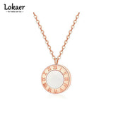 Roman Numeral Shell Pendant Necklace Stainless Steel Choker