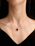 Roman Numeral Shell Pendant Necklace Stainless Steel Choker
