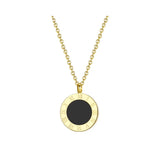 Roman Numeral Shell Pendant Necklace Stainless Steel Choker