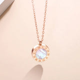 Roman Numeral Shell Pendant Necklace Stainless Steel Choker