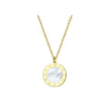Roman Numeral Shell Pendant Necklace Stainless Steel Choker