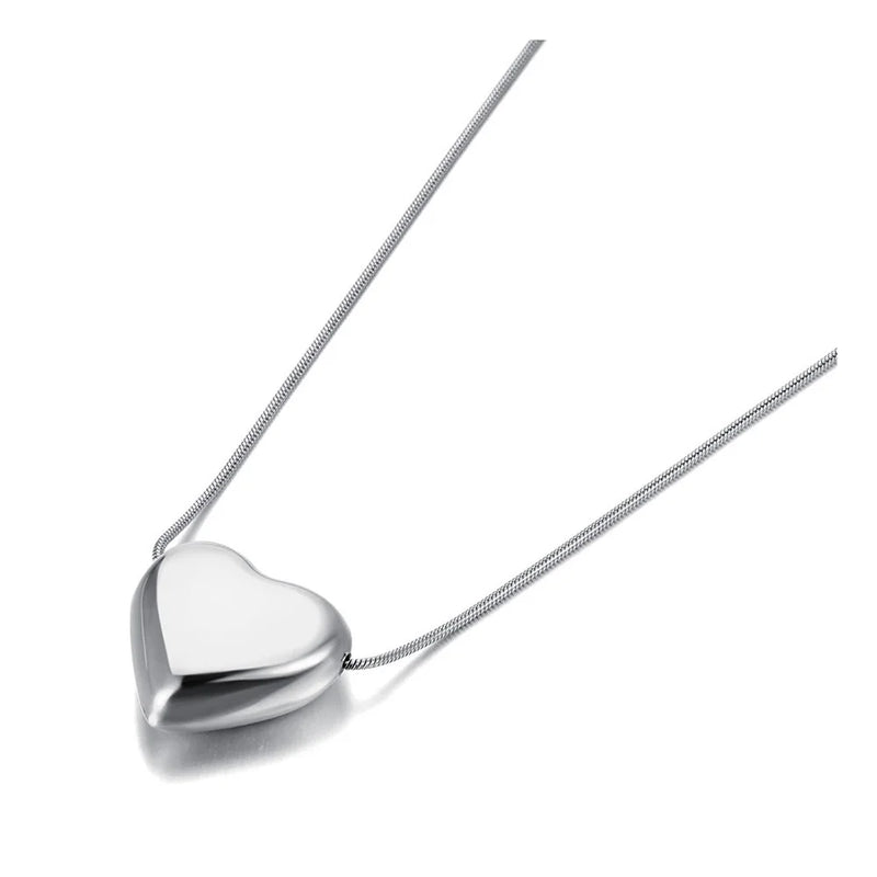 Romantic Heart Pendant Necklace Stainless Steel Wedding Jewelry