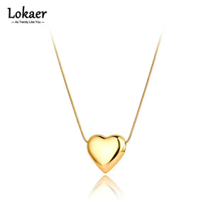 Romantic Heart Pendant Necklace Stainless Steel Wedding Jewelry