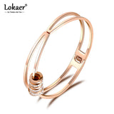 Romantic Stainless Steel Cubic Zirconia Cuff Bangles Bracelet