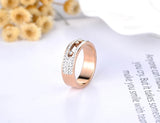 Rose Crystal Engagement Ring For Women Stainless Steel Jewelry
