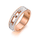 Rose Crystal Engagement Ring For Women Stainless Steel Jewelry