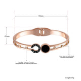 Rose Plated Roman Number Bangle for Women Stainless Steel Lover Charm Bracelet