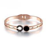 Rose Plated Roman Number Bangle for Women Stainless Steel Lover Charm Bracelet