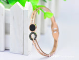 Rose Plated Roman Number Bangle for Women Stainless Steel Lover Charm Bracelet