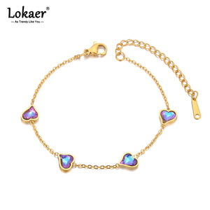 Heart Chain Bracelet 18K Plated Charm Jewelry B23129