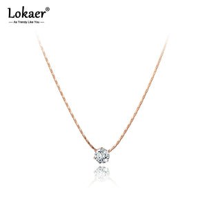 CZ Crystal Charm Pendant Necklace Titanium Steel N20173