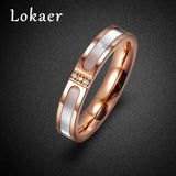 Rose Clear Rhinestone Titanium Steel Wedding Rings For Women R17051