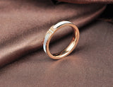 Rose Clear Rhinestone Titanium Steel Wedding Rings For Women R17051