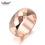 Titanium Stainless Steel Rings For Women Cut Face Wide Ring Wedding Engagement