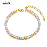 4mm CZ Crystal Charm Bracelet Stainless Steel Chain Bohemia Beach B21087