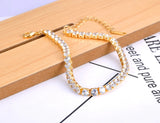 4mm CZ Crystal Charm Bracelet Stainless Steel Chain Bohemia Beach B21087