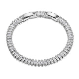 Sparkling 6mm CZ Charm Bracelet Stainless Steel Link Chain B22011